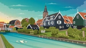 Dutch countryside villages and traditional landscape