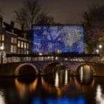 Amsterdam Light Festival on the historic canals, Amsterdam, Netherlands. Starry Night , Van Gogh