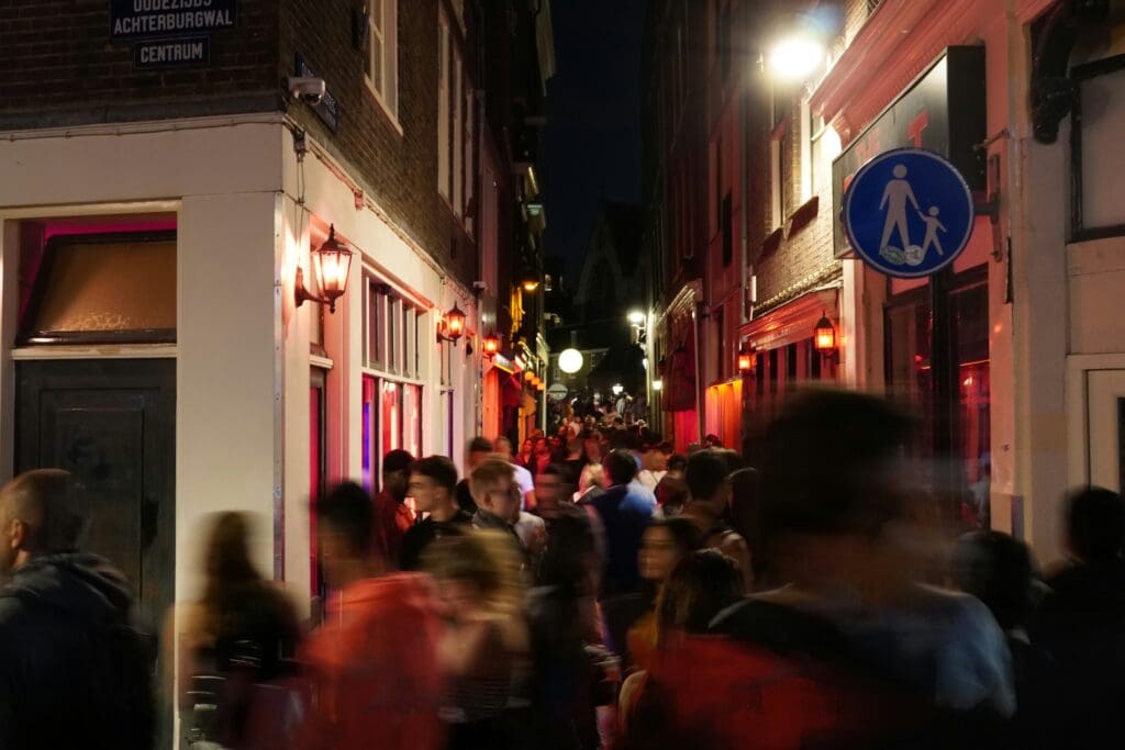 Amsterdam canal street at night