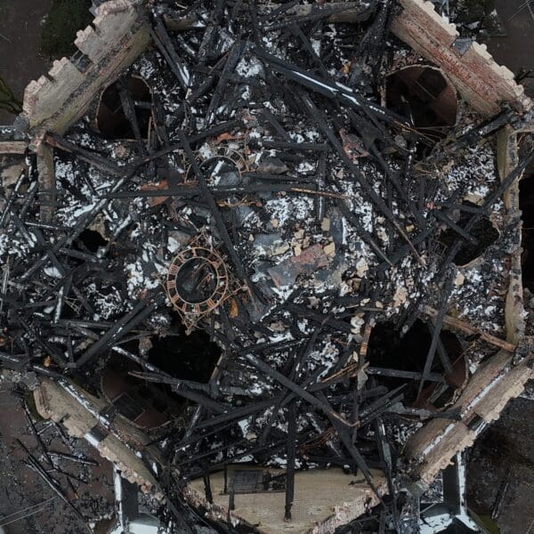 Vondelkerk church ruins viewed from above after the 1904 fire