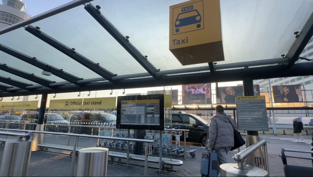 Official taxi stand at Amsterdam Schiphol Airport