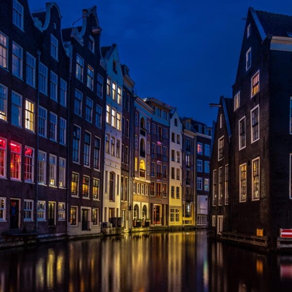 Amsterdam old town canal corner