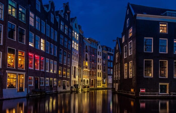 Amsterdam old town canal corner